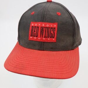 Twins Detroit Red Wings Snapback Hat Mens OSFA Black Red Vintage 90s‎ NHL Cap